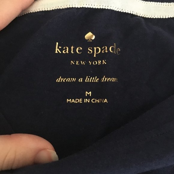 kate spade Dream On navy blue pajama tshirt top size medium - Picture 3 of 6